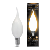 Gauss Лампа Filament Свеча на ветру 5W 420lm 2700К Е14 milky LED 104201105 фото