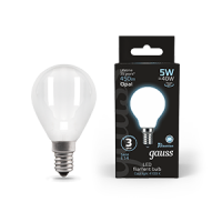 Gauss Лампа Filament Шар 5W 450lm 4100К Е14 milky LED 105201205 фото