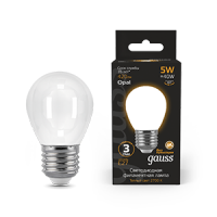 Gauss Лампа Filament Шар 5W 420lm 2700К Е27 milky LED 105202105 фото