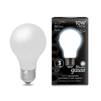 Gauss Лампа Filament А60 10W 860lm 4100К Е27 milky LED 102202210 фото