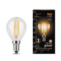 Gauss Лампа Filament Шар 9W 680lm 2700К Е14 LED 105801109 фото