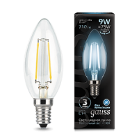Gauss Лампа Filament Свеча 9W 710lm 4100К Е14 LED 103801209 фото