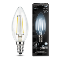 Gauss Лампа Filament Свеча 11W 830lm 4100К Е14 LED 103801211 фото