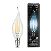 Gauss Лампа Filament Свеча на ветру 11W 830lm 4100К Е14 LED 104801211 фото