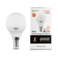 Gauss Лампа Elementary Шар 12W 880lm 3000K Е14 LED 53112 фото
