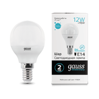 Gauss Лампа Elementary Шар 12W 920lm 4100K Е14 LED 53122 фото