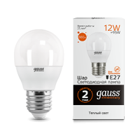 Gauss Лампа Elementary Шар 12W 880lm 3000K Е27 LED 53212 фото
