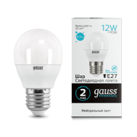 Gauss Лампа Elementary Шар 12W 920lm 4100K Е27 LED 53222 фото