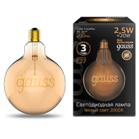 Gauss Лампа Filament G125 2,5W 200lm 2000К Е27 golden LED 175802003 фото