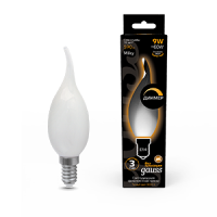 Gauss Лампа Filament Свеча на ветру 9W 590lm 3000К Е14 milky диммируемая LED 104201109-D фото