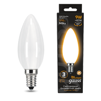 Gauss Лампа Filament Свеча 9W 590lm 3000К Е14 milky LED 103201109 фото