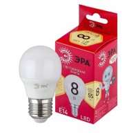 ЭРА Лампочка светодиодная RED LINE LED P45-8W-827-E14 R Е14 / E14 8 Вт шар теплый белый свет Б0050697 фото