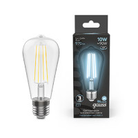 Gauss Лампа Filament ST64 10W 970lm 4100К Е27 LED 1/10/40 157802210 фото