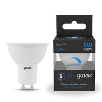 Gauss Лампа MR16 5W 530lm 6500K GU10 диммируемая LED 1/10/100 101506305-D фото