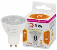 ЭРА Лампочка светодиодная STD LED Lense MR16-8W-827-GU10 GU10 8Вт линзованная софит теплый белый свет Б0054941 фото