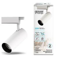 Gauss Светильник трековый цилиндр 20W 1650lm 4000K 180-240V IP20 65*210мм белый угол 24? LED TR068 фото