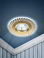 ЭРА DK LD39 WH/GD /1 Светильник декор cо светодиодной подсветкой MR16, белый/золото (50/1500) Б0048936 фото