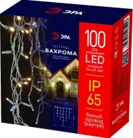 ЭРА ERAPS-BK1 Гирлянда 100LED Бахрома 2м*0,7м, холодный свет, бел. мерц, бел. каучук, 220В, IP65 Б0051890 фото