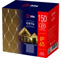 ЭРА ERAPS-SK2 Гирлянда 150LED Сеть 1,5м*2м, теплый белый свет, бел. мерц, белый каучук, 220В, IP65 Б0051894 фото