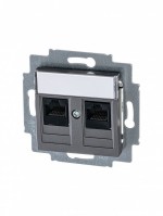 ABB Levit сталь Розетка компьютерная, 2хRJ45 кат,5e, сталь 2CHH295118A6069 фото