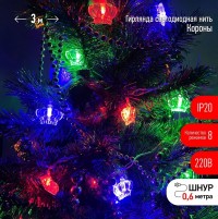 ЭРА ENIN-3K Гирлянда LED Нить Короны 3 м мультиколор, 220V, IP20 Б0041898 фото