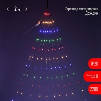 ЭРА ENIN -2NM ЭРА Гирлянда LED  Дождик 10 нитей 2 метра мультиколор 220V (60/1440) Б0047966 фото