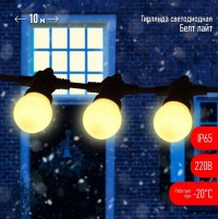ЭРА ERABL-WS10 Гирлянда Белт Лайт набор 10 м,30 LED (шаг 30 см),тепл.свет,220 В,кауч. изол.,IP65 Б0047954 фото