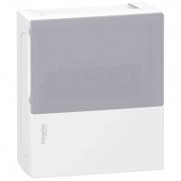 Schneider Electric RESI9 MP (Mini Pragma) Бокс навесной с дымчатой дверью 1 ряд/8 модулей, IP40, IK07, 63А, 2 клеммы, Италия MIP12108T фото