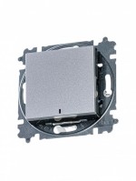 ABB EPJ Levit серебро / дымчатый чёрный Переключатель 1-кл, с ориент, подсветкой 2CHH590646A6070 фото