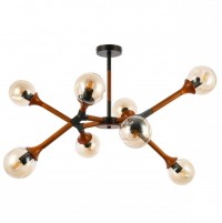 Evoluce SLE109402-08 светильник потолочный чёрный, тёмное дерево/Прозрачный, Янтарный E27 8*60W SLE109402-08 фото