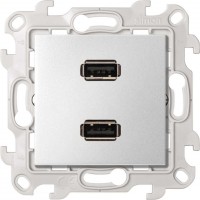 Simon 24 Алюминий Розетка 2xUSB 2.0 для передачи данных 2411090-033 фото