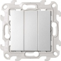 Simon 24 Алюминий Трехклавишный выключатель 10AX 250В~ 2450391-033 фото