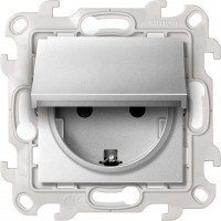 Simon 24 Алюминий Розетка IP44 с крышкой, заземлением и шторками Schuko 2Р+Е 16A 250В~ 2450448-033 фото