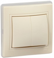 IEK KVARTA Выключатель 2кл ВС10-2-0-ККм-44 10А крем. KV-V20-10-44-K33 фото