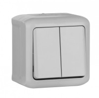 Legrand Quteo серый переключатель 2-клавишный IP44 10А 782331 фото