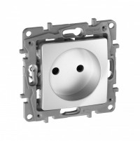 Legrand Etika алюминий розетка без заземления со шторками, винтовые клеммы 672434 фото