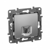 Legrand Etika алюминий розетка телефонная (RJ11) 672440 фото