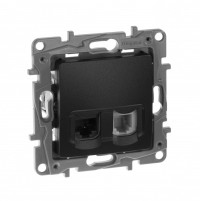Legrand Etika антрацит розетка тел.+ комп. (RJ11+RJ45) 5 кат. UTP 672652 фото
