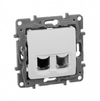 Legrand Etika белый розетка тел.+ комп. (RJ11+RJ45) 5 категория  UTP 672252 фото