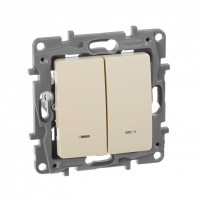 Legrand Etika слоновая кость выключатель 2-х клавишный с подсветкой, 10А, Винтовые клеммы 672304 фото