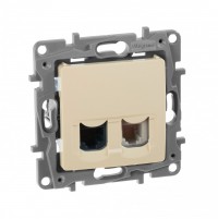 Legrand Etika слоновая кость розетка телефонная+ компьютерная (RJ11+RJ45) 5 категория  UTP 672352 фото