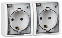 Simon 15 Aqua Белая Розетка 2-ая с/з с крышкой наружная, IP54 1594433-030 фото