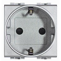 BTicino Livinglight алюминий розетка силовая 2К+З безвинтовой зажим NT4141AN фото