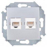 Simon 15 Алюминий Розетка компьютерная 2-ая RJ45 кат.5е 1591593-033 фото