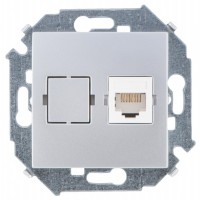 Simon 15 Алюминий Розетка компьютерная 1-ая RJ45 кат.5е 1591598-033 фото