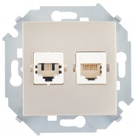 Simon 15 Шампань Розетка ТЛФ + комп RJ11+RJ45 кат.5е 1591590-034 фото