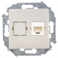 Simon 15 Шампань Розетка компьютерная 1-ая RJ45 кат.5е 1591598-034 фото
