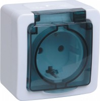 IEK Germes Plus РСб20-3-ГПБд розетка 1-местная, с заземлением, открытой установки, IP54 (цвет крышки: дымчатый) РСб20-3-ГПБд ERMP12-K03-16-54-EC фото