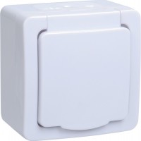 IEK Germes Plus розетка 1-местная, с заземлением, открытой установки, IP54 (цвет крышки: белый) РСб20-3-ГПБб ERMP12-K01-16-54-EC фото