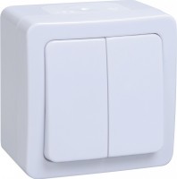 IEK Germes Plus выключатель 2-клавишный  открытой установки, IP54 (цвет клавиши: белый) ВС20-2-0-ГПБ EVMP20-K01-10-54-EC фото